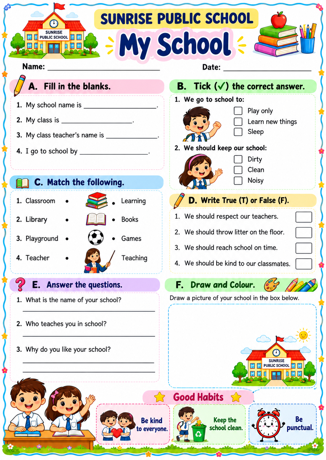 School Practice Sheets/Educational Activity Sheets/Student Worksheets/Learning & Activity Sheets/School Assignment Sheets